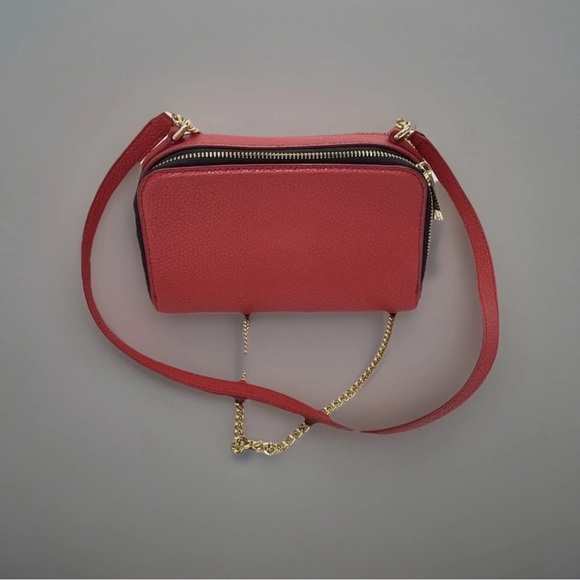 Marc Jacobs The Leather Crossbody Bag Deep Red With Gold Chain Strap - Picture 7 of 13